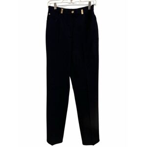 St. John Sport Navy Blue 5 pocket Trousers Gold Logo Accents 6